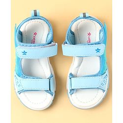 Cute Walk by Babyhug Velcro Closure Sandals with Feather Applique - Aqua Blue