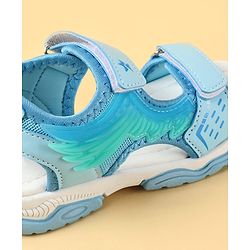 Cute Walk by Babyhug Velcro Closure Sandals with Feather Applique - Aqua Blue