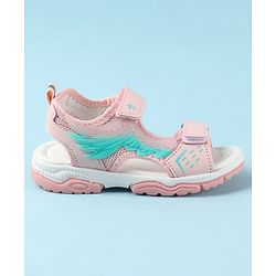 Cute Walk by Babyhug Velcro Closure Sandals with Feather Applique - Aqua Blue