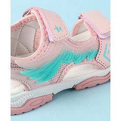 Cute Walk by Babyhug Velcro Closure Sandals with Feather Applique - Aqua Blue