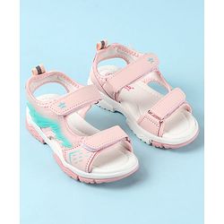 Cute Walk by Babyhug Velcro Closure Sandals with Feather Applique - Aqua Blue