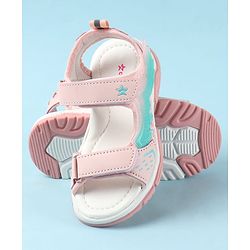 Cute Walk by Babyhug Velcro Closure Sandals with Feather Applique - Aqua Blue