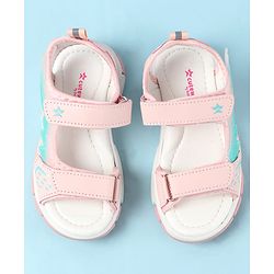 Cute Walk by Babyhug Velcro Closure Sandals with Feather Applique - Aqua Blue