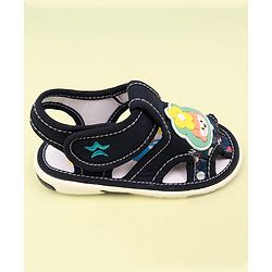 Cute Walk by Babyhug Velcro Closure Sandal with Floral Applique - Navy Blue