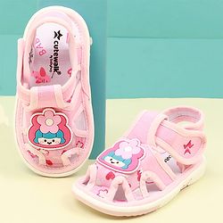 Cute Walk by Babyhug Velcro Closure Sandal with Floral Applique - Pink