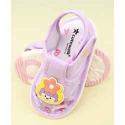 Cute Walk by Babyhug Velcro Closure Sandal with Floral Applique - Purple