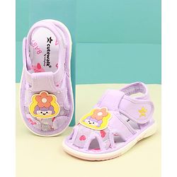 Cute Walk by Babyhug Velcro Closure Sandal with Floral Applique - Purple