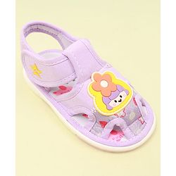 Cute Walk by Babyhug Velcro Closure Sandal with Floral Applique - Purple