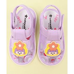 Cute Walk by Babyhug Velcro Closure Sandal with Floral Applique - Purple