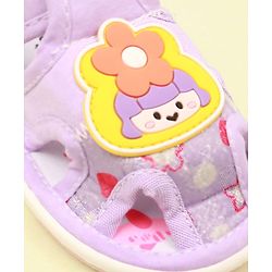Cute Walk by Babyhug Velcro Closure Sandal with Floral Applique - Purple