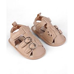 Cute Walk by Babyhug Booties with Velcro Closure - Beige