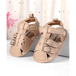 Cute Walk by Babyhug Booties with Velcro Closure - Beige