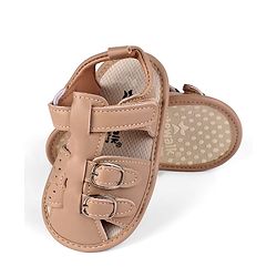 Cute Walk by Babyhug Booties with Velcro Closure - Beige