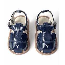 Cute Walk by Babyhug Booties with Buckle Closure & Ear Applique - Navy Blue
