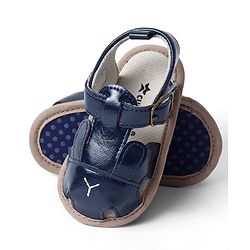 Cute Walk by Babyhug Booties with Buckle Closure & Ear Applique - Navy Blue