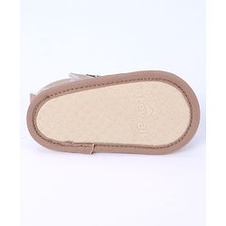 Cute Walk by Babyhug Designed Solid Booties with Velcro Closure - Beige