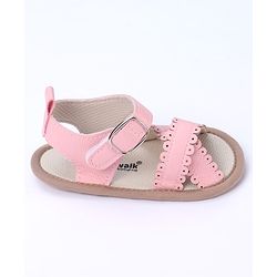 Cute Walk by Babyhug Designed Solid Booties with Velcro Closure - Beige
