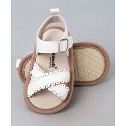Cute Walk by Babyhug Designed Solid Booties with Velcro Closure - Beige