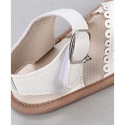 Cute Walk by Babyhug Designed Solid Booties with Velcro Closure - Beige
