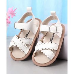 Cute Walk by Babyhug Designed Solid Booties with Velcro Closure - Beige