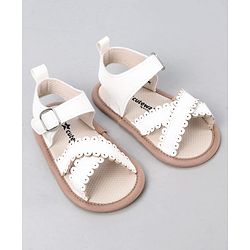 Cute Walk by Babyhug Designed Solid Booties with Velcro Closure - Beige