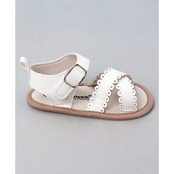 Cute Walk by Babyhug Designed Solid Booties with Velcro Closure - Beige
