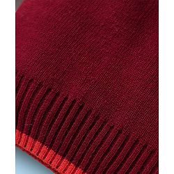 Babyhug Knit Full Sleeves Striped Pullover Sweater Set - Maroon White & Orange