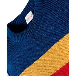 Babyhug Knit Full Sleeves Sweater Sets With Stripe Design - Navy Blue & White