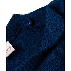 Babyhug Knit Full Sleeves Sweater Sets With Stripe Design - Navy Blue & White