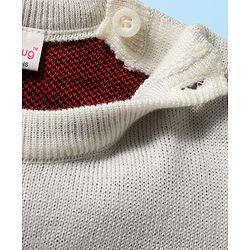 Babyhug Knit Full Sleeves Sweater Set with Fair Isle Design - White & Red