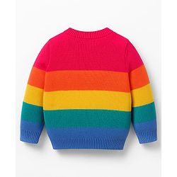 Babyhug Knit Full Sleeves Front Open Sweater Set with Stripes - Multicolor