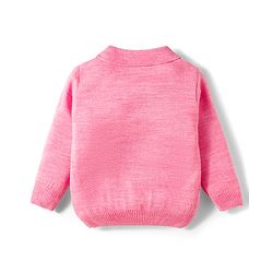 Babyhug Knit Full Sleeves Collar Neck Sweater Set With Cable Knit Design - Pink