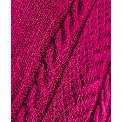 Babyhug Knitted Full Sleeves Pullover Sweater Dress With Cable Knit Design - Dark Pink