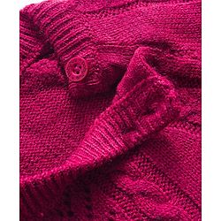 Babyhug Knitted Full Sleeves Pullover Sweater Dress With Cable Knit Design - Dark Pink