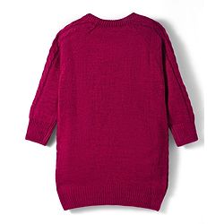 Babyhug Knitted Full Sleeves Pullover Sweater Dress With Cable Knit Design - Dark Pink