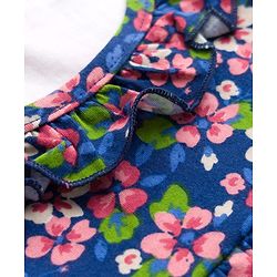 Babyhug Single Jersey Knit Half Sleeves Frock With Floral Print - Blue & White