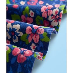 Babyhug Single Jersey Knit Half Sleeves Frock With Floral Print - Blue & White