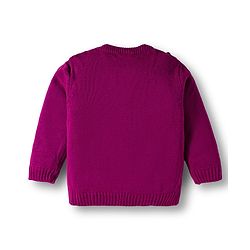 Babyhug Knit Full Sleeves Sweater Sets With Frill Detailing & Cable Knit Design - Wine