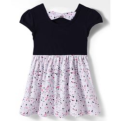 Babyhug Single Jersey Knit Half Sleeves Printed Frock with Butterfly Patch - Multicolor