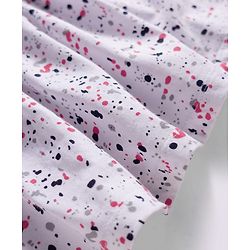 Babyhug Single Jersey Knit Half Sleeves Printed Frock with Butterfly Patch - Multicolor