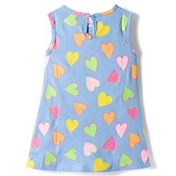 Babyhug 100% Cotton Single Jersey Knit Sleeveless Frock With Heart Print - Blue