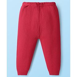 Babyhug Knit Raglan Full Sleeves Hearts Designed Pullover Sweater & Pant Set - White & Red