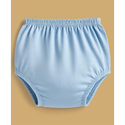 Babyhug Single Jersey Knit Sleeveless Solid Frock With Bloomer - Light Blue