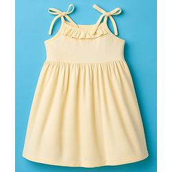 Babyhug Single Jersey Knit Sleeveless Solid Color Frock with Bloomer - Cream