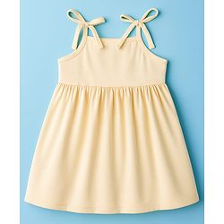 Babyhug Single Jersey Knit Sleeveless Solid Color Frock with Bloomer - Cream