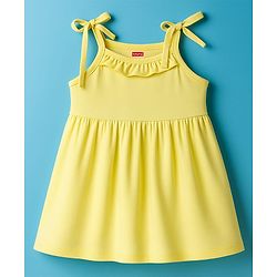 Babyhug Single Jersey Knit Sleeveless Solid Frock With Bloomer - Yellow
