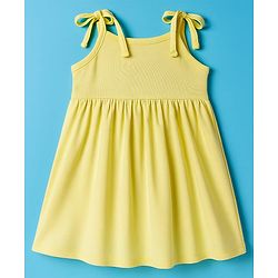 Babyhug Single Jersey Knit Sleeveless Solid Frock With Bloomer - Yellow