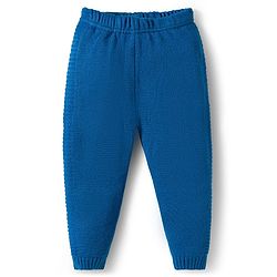 Babyhug Knit Full Sleeves Front Open Hooded Sweater Set with Stripes - Blue & Green
