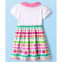 Babyhug Single Jersey Knit Half Sleeves Frock with Tropical Theme Print - Pink