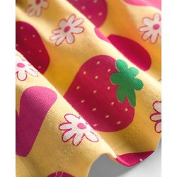 Babyhug Single Jersey Knit Half Sleeves Front Open Frock with Tropical Theme Print - Mustard